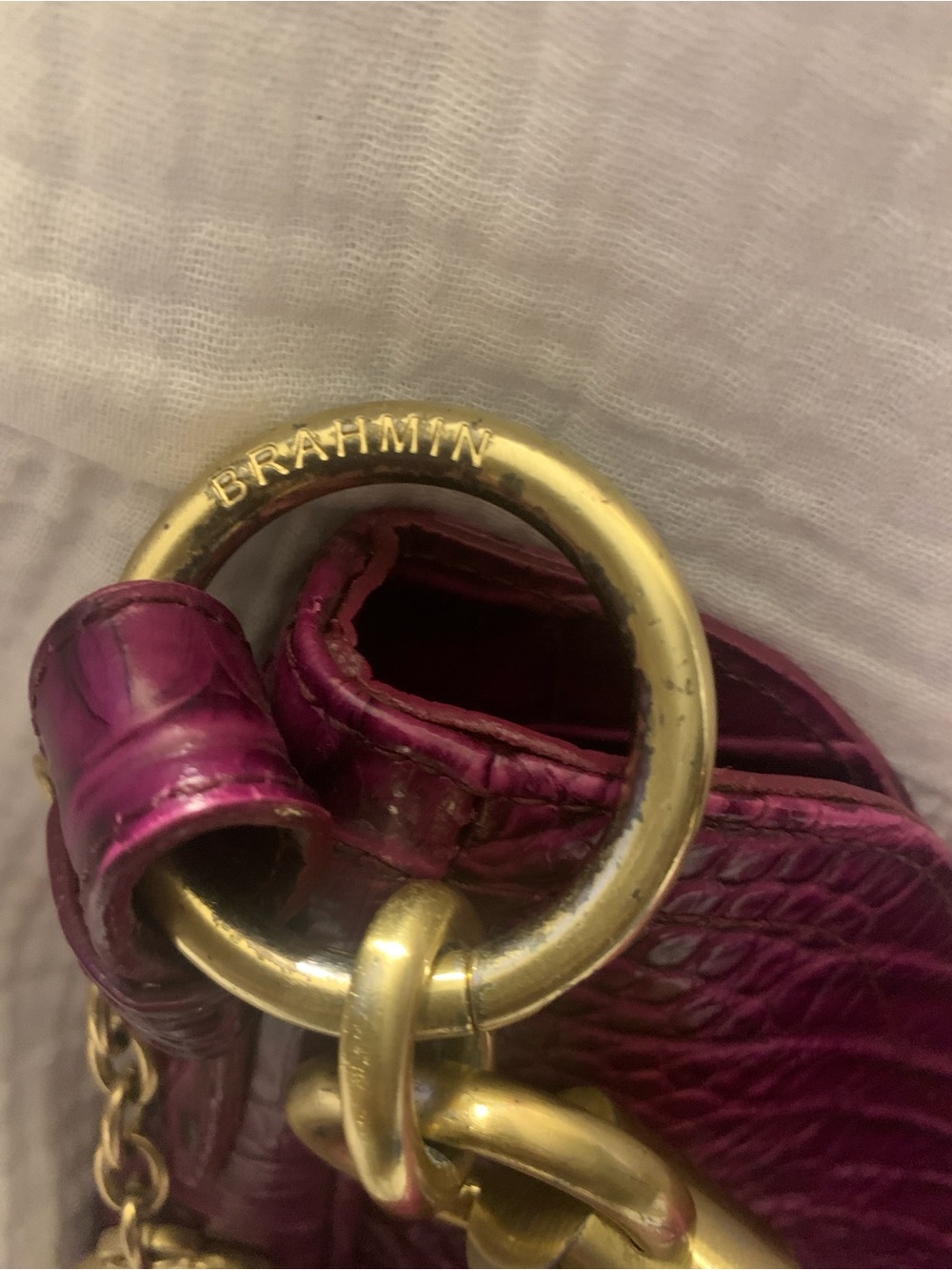 Brahmin Purple Croc-Embossed Leather Kathleen Hobo Shoulder Bag - Picture 4 of 10